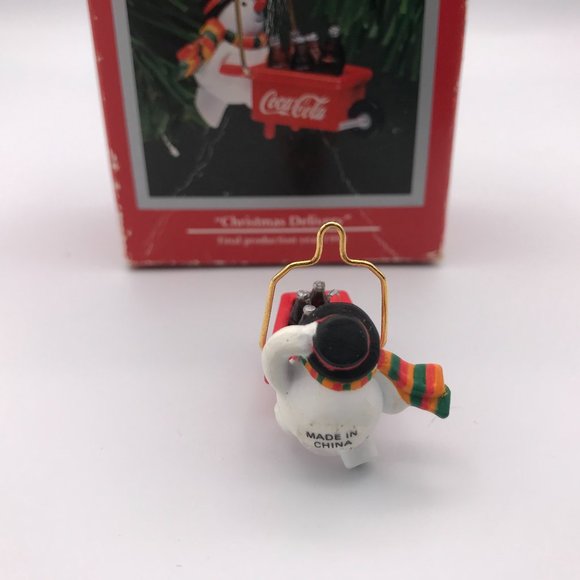 Coca Cola "Christmas Delivery" Snowman Ornament Vintage 1992 Coke Mini Enesco - Picture 7 of 9